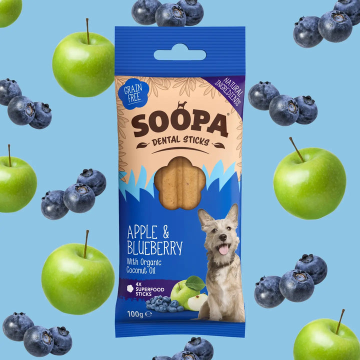 Soopa Sticks- Apple & Blueberry Dog Dental Sticks